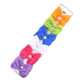 Close-up of 6-piece colorful ribbed grosgrain ribbon bow hair clips on a display card - Bright Multi-color Set (6 Pcs)