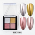 Nagel-Spiegelpuder-Palette in 4 Farben mit Gold und Silber für metallischen Glanzeffekt - 4-Farben Fester Spiegelpuder-MJF-GM401