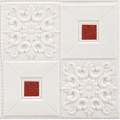 Papier peint adhésif 3D blanc à motifs carrés rouges avec effet de gaufrage - 35cmx35cmx3mm / Blanc avec Rouge