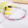 Floral print hairband in light blue fabric with pink flower pattern for girls - Light Blue Floral