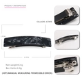 Fermaglio per capelli in acetato marmorizzato nero, 8,2 cm con molla in metallo - Nero carbonio