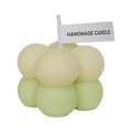 Handmade cube scented candle with cream and light green sphere layers and flag detail - Summer Yellow Green (Rose)