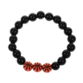 Sportliches Perlenarmband mit orangefarbenen Basketball-Perlen und schwarzen Perlen - Schwarzes Basketball-Perlenarmband