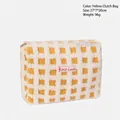 Yellow waffle plaid makeup bag in fluffy fleece with size 27x7x20cm and Coco Luxe label - Clutch Bag / Yellow