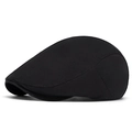 Gorra plana negra clásica en mezcla de algodón con diseño ajustable y minimalista - Negro
