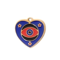 Pendente cuore in acciaio inossidabile 304 con occhio blu e stelle rosse smaltate - Occhio del Diavolo con stelle