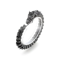 Punk style stainless steel dragon bracelet with green eyes and detailed silver scales - Style A Steel Color (KB170307-MZOZ)
