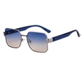 Square metal frame sunglasses with silver frame and gradient blue to champagne lenses - Light Gun Gray Transparent Light Blue