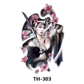 Waterproof tattoo sticker TH-303 featuring Japanese female warrior and cherry blossom - Th-303 / 210*148mm