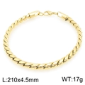 Golden 18k plated stainless steel Cuban twist chain bracelet 210mm in length - Gold Twisted Sheet Chain Style (KB203741-ZCG)