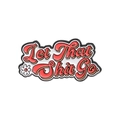Orange enamel pin featuring Let That Shit Go quote and a small white daisy flower - Let That Shit Go Lettering Style (QHXZ2403)