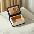Mini navy and white book-shaped jewelry box with magnetic closure and soft lining - Microfiber / Mini Ring Box (Microfiber) / Court Blue