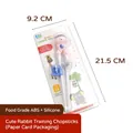 Pink rabbit training chopsticks for kids with silicone rings and 21.5cm height size - Rabbit Training Chopsticks (Paper Card)