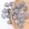 Faceted heart-shaped grey labradorite crystal beads for DIY jewelry making - Single Piece / Labradorite
