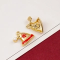 Christmas hat alloy charm in golden finish with red enamel and pearl for DIY jewelry - 21# Gold Christmas Tree