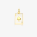 S925 sterling silver Ace of Spades poker card pendant with gold and white enamel - Gold-Ace of Spades