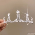 Elegant silver rhinestone tiara for bridal wedding with 14.5cm width measurement - 22# Tower White Rhinestone Crown (14.5cm)