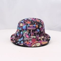 Reversible bucket hat featuring vibrant mushroom prints in purple, pink, and green - One Size (54-58cm) / Mushroom