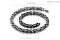 Retro stainless steel Byzantine chain necklace in antique silver, 500mm length and 8mm width - 8mm Byzantine Chain Necklace (KN108173-Z)