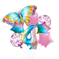 Colorful butterfly and rainbow gradient number 4 balloon set for kids 4th birthday party - Butterfly Gradient Number 4