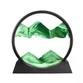 Detail of green liquid sand art with black round frame and mountain silhouette effect - 7 Inch Round Green