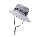 Outdoor wide brim sun hat in mid-grey with mountain embroidery and black windproof rope - Gray