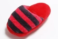 Plush pet slippers toy with red and black stripes, durable squeaky fabric for dogs and cats - Red Slipper