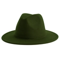 Classic dark green wool fedora hat with a wide brim and structured crown for men and women - M (56-58cm) / Army Green