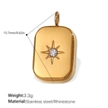 18K gold plated stainless steel rectangle pendant with star relief and rhinestone - Eight Pointed Star Rounded Rectangle Style (PJ531WEG)