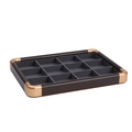 Walnut wood grain jewelry tray with 12 compartments and elegant gold corner accents - 12 Grids / Gray