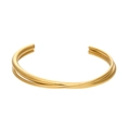 Brazalete abierto de doble capa cruzada en acero inoxidable chapado en oro de 18K - Doble Capa Cruz Abierta / Dorado
