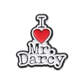 Spilla in smalto con citazione I Love Mr. Darcy e design a cuore rosso - Stile Confessione di Cuore(QHXZ2325)