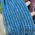 Detailed close-up of 5x8mm blue natural stone abacus beads for DIY jewelry making - Lake Blue Jade / 5*8mm (approx. 73 pcs/strand)