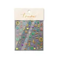 5D embossed nail art stickers with macaron colored geometric lines and 3D letters - Macaron Alphabet Symbols (to2685)