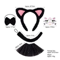 5-piece black plush cat costume set with ears headband and mesh tutu for girls - Black Cat 3Pcs Set with No.3 Sticker and Black Star Tutu Skirt