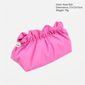 Rose red pleated cloud makeup bag with elegant pearl zipper charm and glossy finish - Rose Red