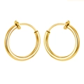 Pair of minimalist 18K gold-plated stainless steel clip-on hoop earrings for men and women - Gold (10mm)