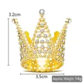 Elegant gold metal mini crown with white rhinestones for children and floral decor - Five-Point Full Diamond Gold 01