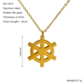 Collier avec pendentif boussole en acier inoxydable plaqué or 18k et chaîne de 45cm - Acier Inoxydable / Plaqué Or 18K / Collier de Gouvernail de Bateau en Or