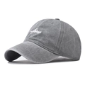Berretto da baseball grigio scuro lavato con ricamo Asher e visiera curva, vista laterale - Regolabile / Grigio Lavato