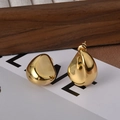 Modern 18K gold-plated teardrop earrings with a polished irregular geometric finish - Bright Gold (22K Gold Plated)