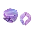 Set elastico e bun in raso viola per lo styling dei capelli mossi senza calore - Viola Chiaro Rosa (Bigodino + Cuffia + Sacchetto OPP)