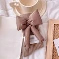 Brown knitted cotton slouch socks featuring a large satin bow decoration in brown finish - One Size (EU 34-39) / Light Coffee Sock Coffee Bow
