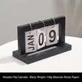 Modern black wooden flip calendar with metal rings for stylish home office desk decor - Black Flip Calendar