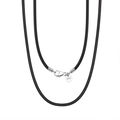 Schwarze Kordelkette mit S925 Sterlingsilber-Verschluss und eingraviertem Anhänger - 60 Cm 2 Mm Lederkordel