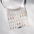 5D stereoscopic tulip nail art stickers with pink floral and green leaf patterns - TS-2347 Tulip Story