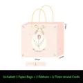 Pink tulip gift bag in large size with cream ribbon bow and functional handles - Flower Intent-Thank You (ZD5002) / Size L (3 Pieces/Pack)