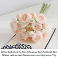 Champagne artificial camellia bouquet with 24 flower heads for home wedding decor - Champagne