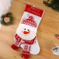 Chaussette de Noël en tricot blanc avec revers rouge, texte et poupée bonhomme de neige - Bonhomme de Neige / 19*30cm
