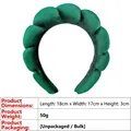 Dark green padded headband in shimmering braided fabric with puffy wave texture - 5# Gold Velvet Dark Green Headband